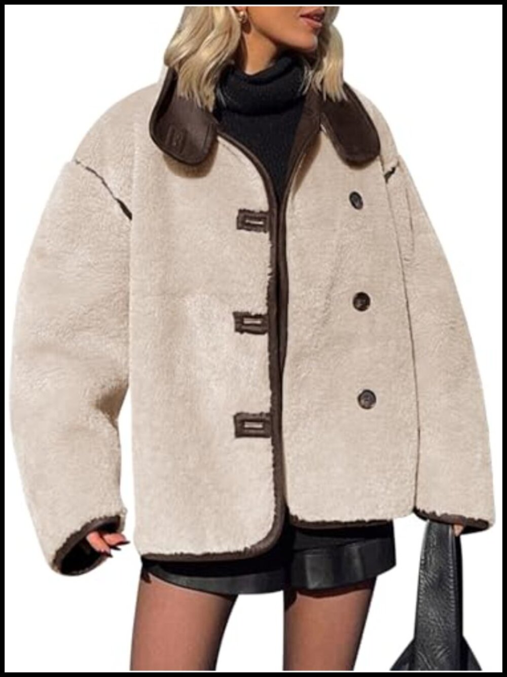 Womens Faux Fur Jacket Winter Stand Collar Shaggy Coat